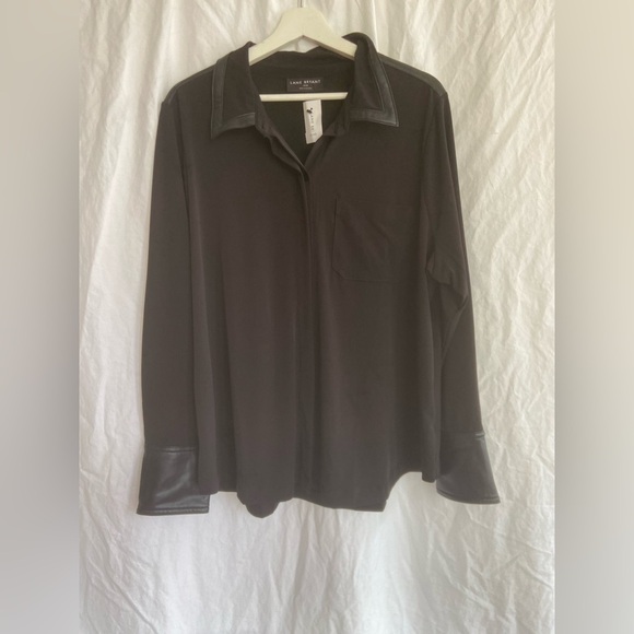Lane Bryant Black Casual leather Button Down Shirt Size 18/20 NEW - Picture 9 of 12